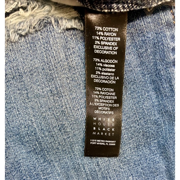 WH/BM The Skinny Jeans Blue Floral Lace Denim Embroidered Distressed Size 2 - Picture 11 of 16